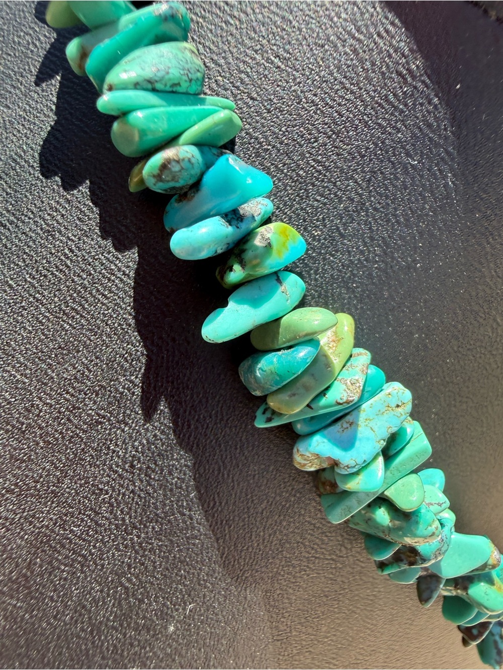 Vintage BARSE Sterling Silver Genuine Turquoise Chip Triangle Pendant Necklace - Picture 6 of 8